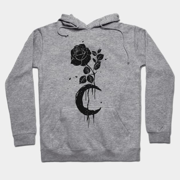 Black rose and moon Hoodie by LR_Collections